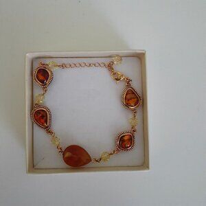 Fifth Avenue Collection Tiger Eye Gold Beaded Bracelet